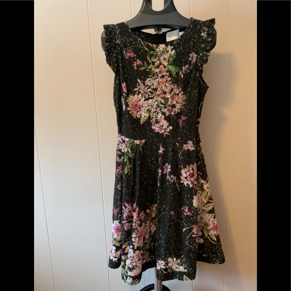 Anthropologie Black Floral Dress
